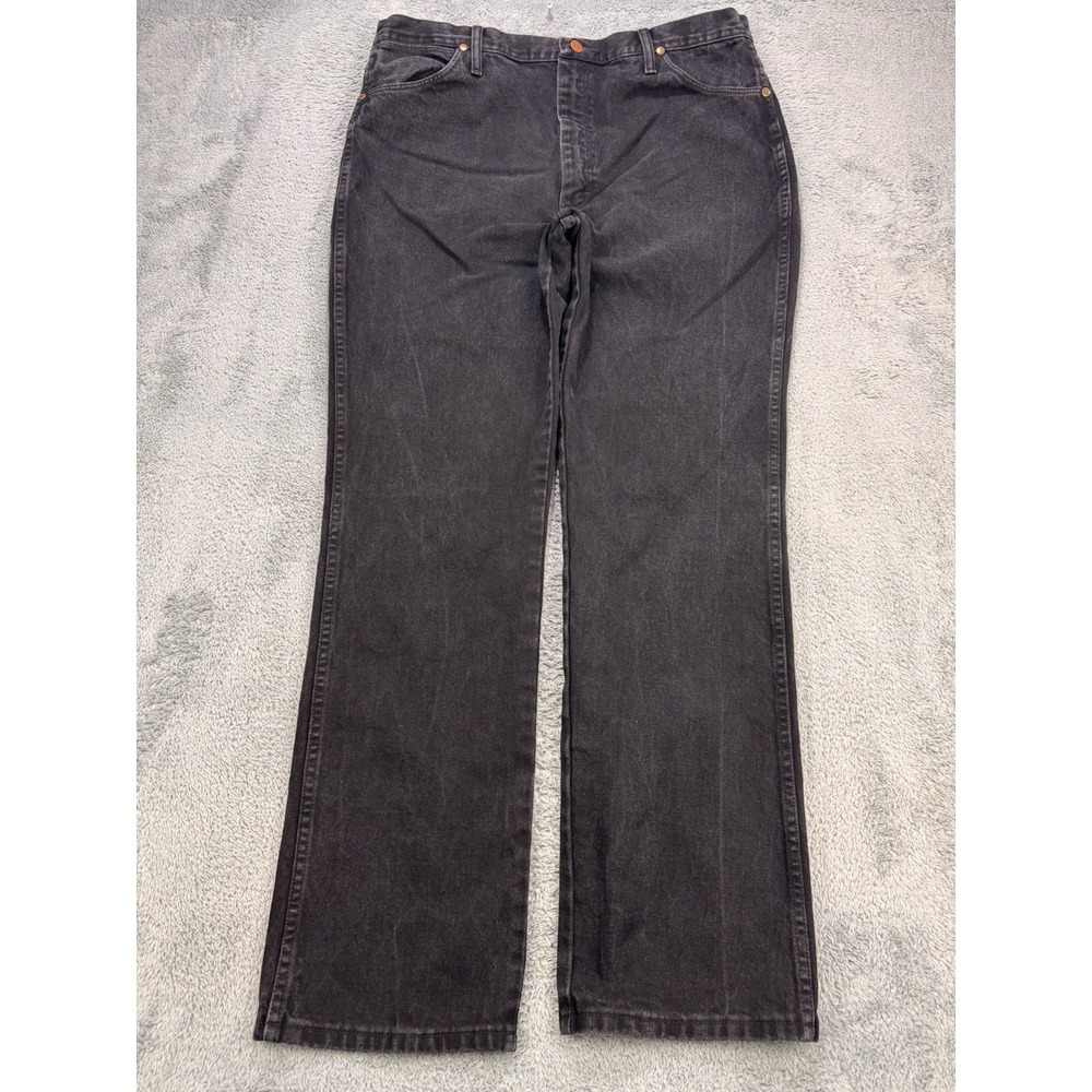 Wrangler Cowboy Cut 936WBK‎ Jeans Men's 38x34 Black Denim Distressed western